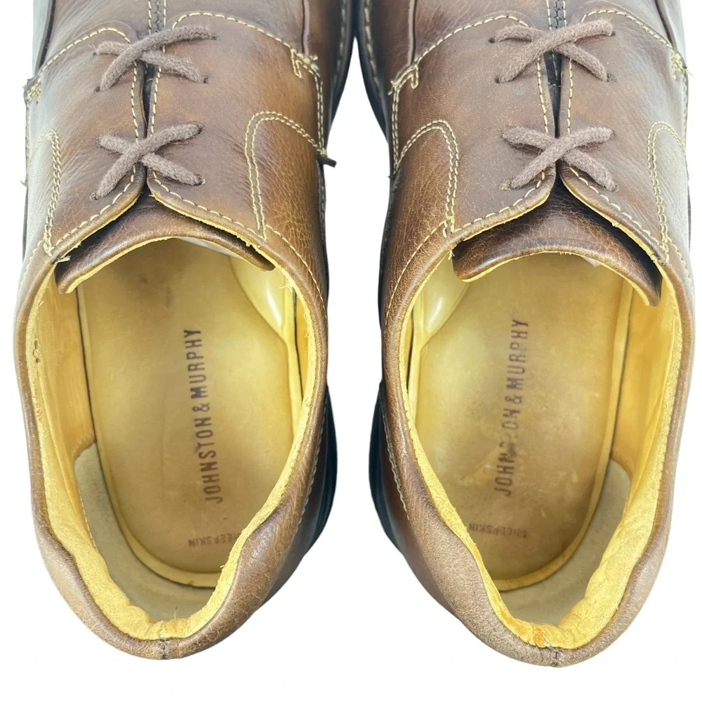 Johnston & Murphy | Mens 11M| Shuler‎ Bicycle Brown Leather Derby Flex Sole Shoe